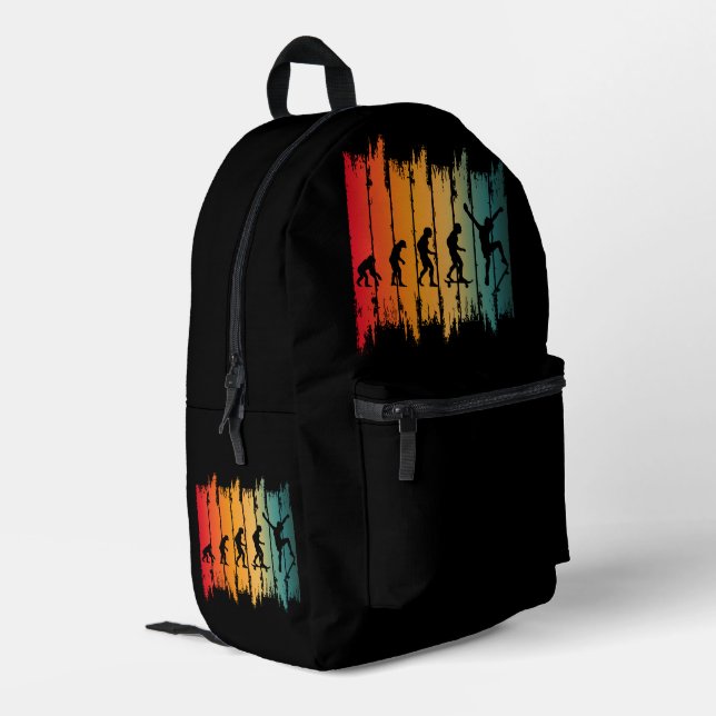Evolution Of Skateboarding Skater Printed Backpack (Back Corner Left)