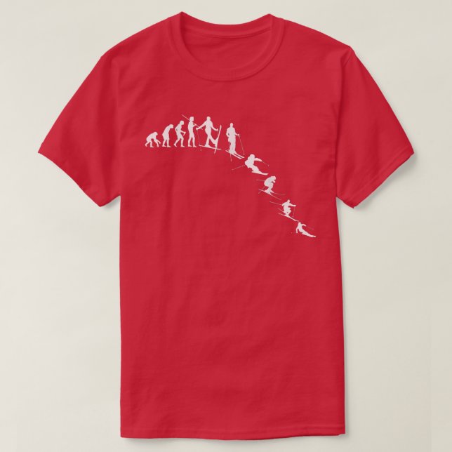 Evolution of Skiing  Evolving Man as a Skier, Ski  T-Shirt (Design Front)