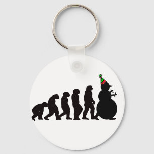 Evolution of Snowman, Fun Winter Apparel and Gifts Key Ring