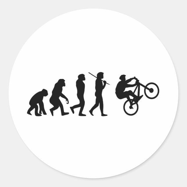 Evolution of the cyclist classic round sticker (Front)