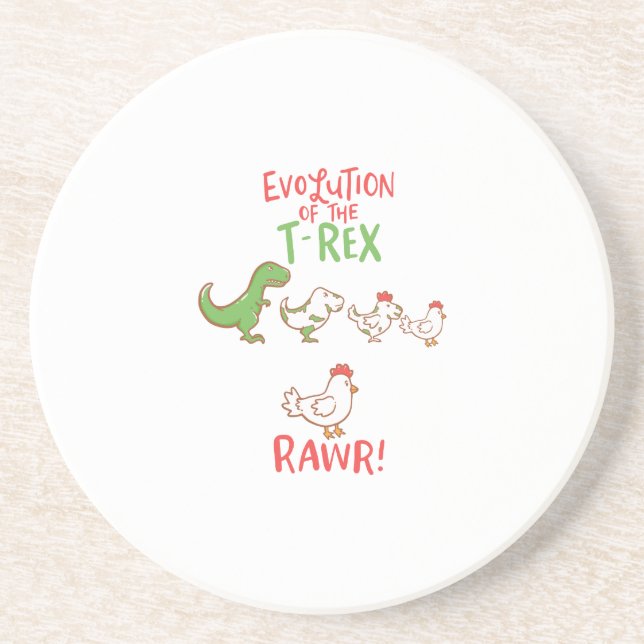 Evolution Of The T-Rex RAWR! Funny Dino Chicken Coaster (Front)