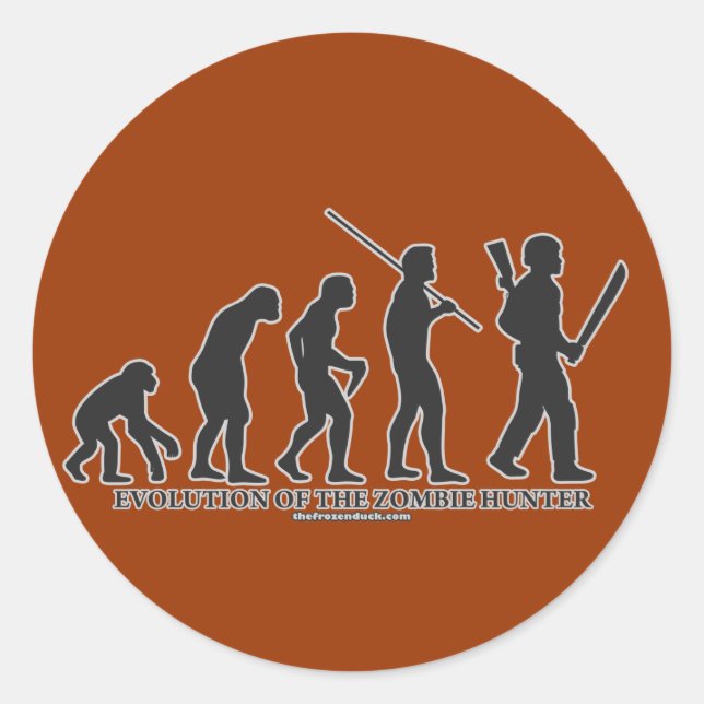 Evolution of the Zombie Hunter Classic Round Sticker (Front)