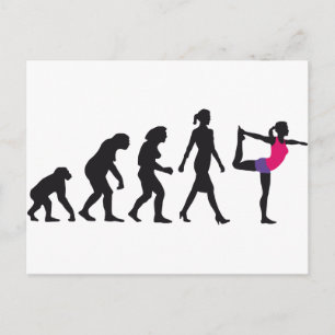 evolution of woman yoga position postcard