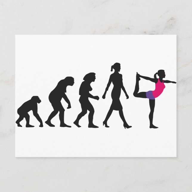 evolution of woman yoga position postcard (Front)