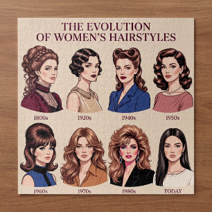 Evolution of Women's Hairstyles Through the Decade Jigsaw Puzzle