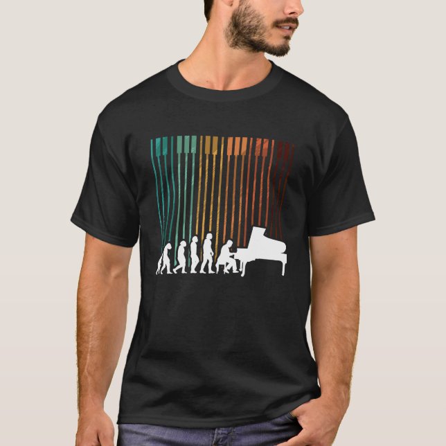 Evolution Piano Musician Keyboard Orchestra T-Shirt (Front)