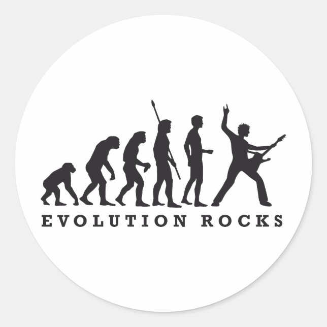 evolution rocks classic round sticker (Front)