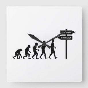 Evolution/Stagnation Square Wall Clock