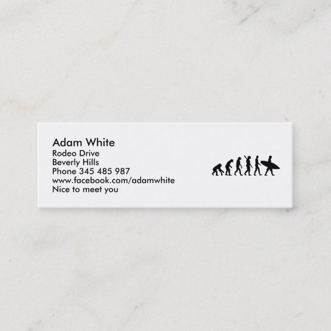 Evolution surfing surf board mini business card (Front)