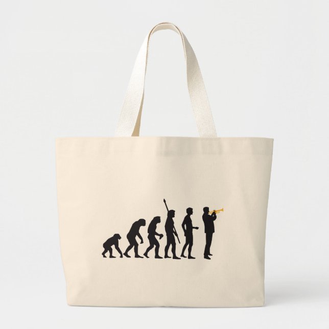 evolution trumpet player large tote bag (Front)