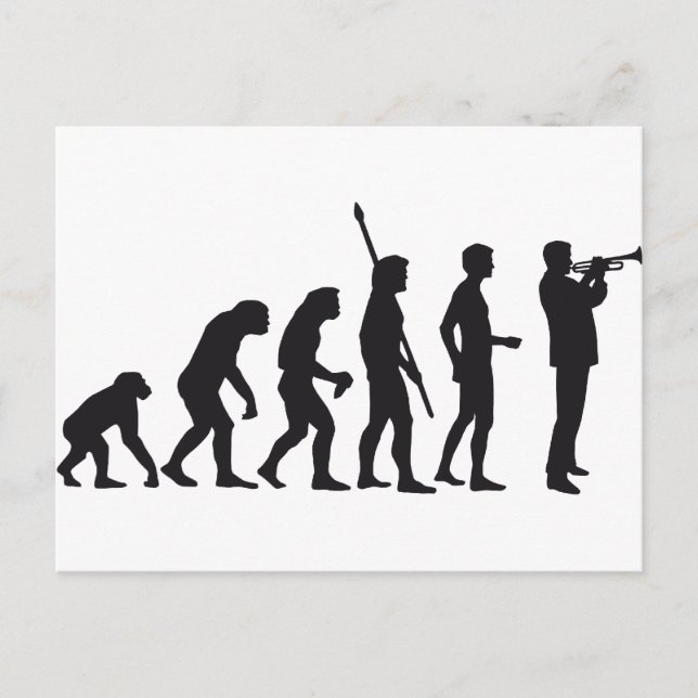 evolution trumpet player postcard (Front)
