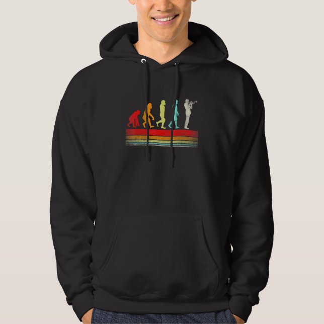 Evolution Trumpet Retro Vintage Funny Evolution Of Hoodie (Front)