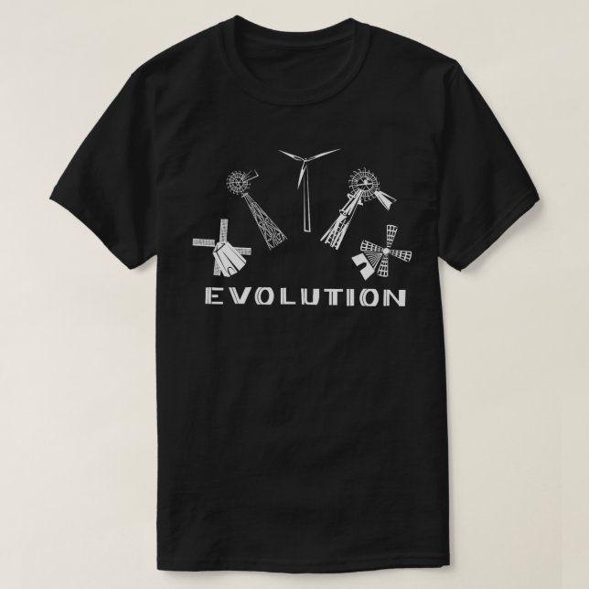 Evolution Wind Turbine Funny Ecological Plant Cute T-Shirt (Design Front)