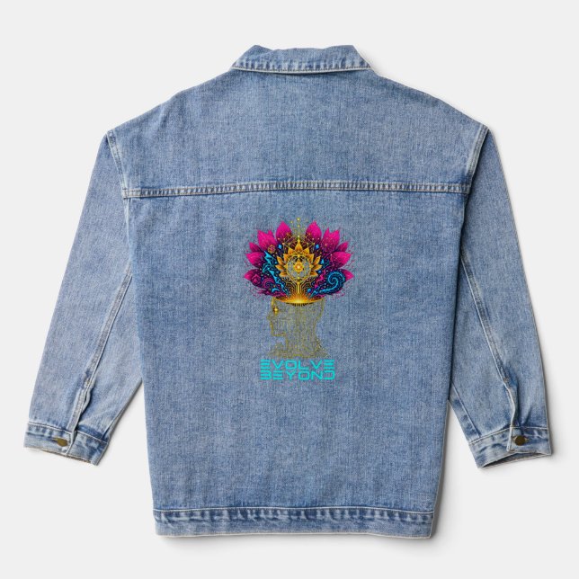 Evolve Beyond Cybernetic Mind Graphic Men's T-Shir Denim Jacket (Back)