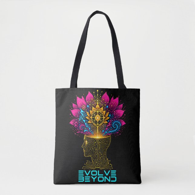 Evolve Beyond Cybernetic Mind Graphic Men's T-Shir Tote Bag (Front)