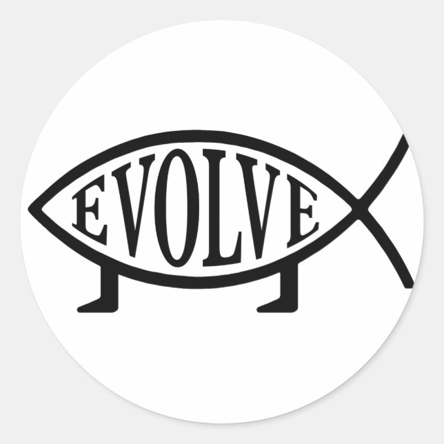 Evolve Fish Classic Round Sticker (Front)
