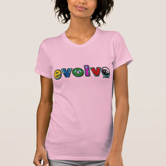 EVOLVE with Six Symbols of Peace and Progress T-Shirt (Front)