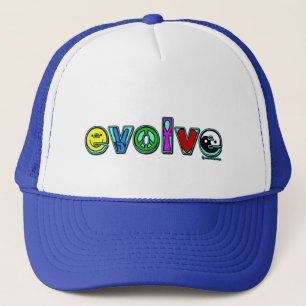 EVOLVE with Six Symbols of Peace and Progress Trucker Hat