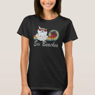 Ew Beaches Cool Distressed Cat Retro Summer Vinta T-Shirt