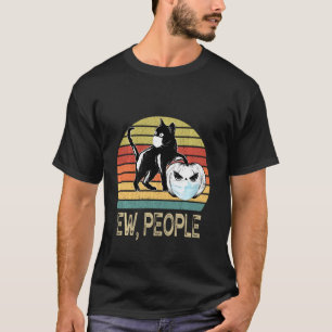 Ew People - Black Cat Face Mask Shirt Pumpkin Hall