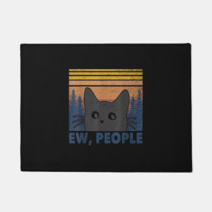 Ew People Black Cat Funny Anti Social Introvert Vi Doormat