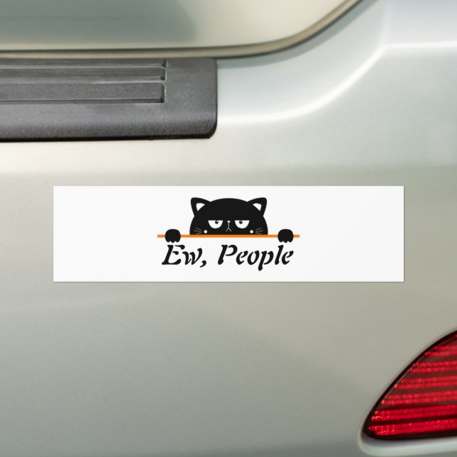 Ew People Black Cat Funny Gift Bumper Sticker (On Car)