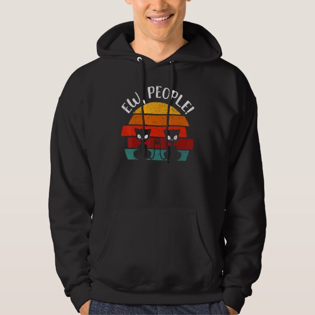 Ew People Black Cat Hoodie (Front)