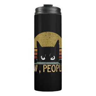 Ew, People Black Cat Vintage Retro – Funny Cat Thermal Tumbler