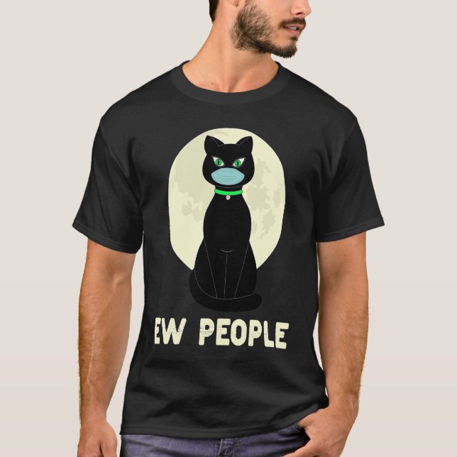 Ew People  Black Cat With Moo T-Shirt (Front)