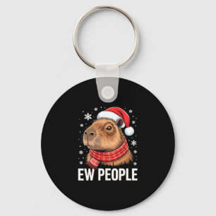 Ew People Capybara Christmas Funny Introvert Holid Key Ring