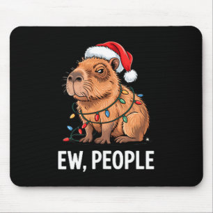 Ew People Capybara Christmas Lights Funny Introver Mouse Pad