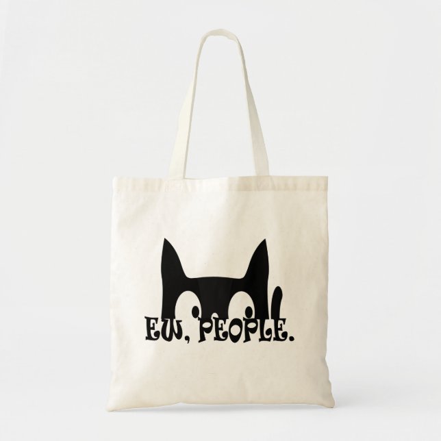 Ew People Funny Black Cat Tote Bag (Front)