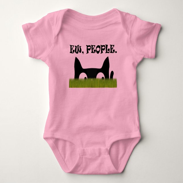 Ew People Funny Cat Green Grass Baby One Piece Bodysuit (Front)