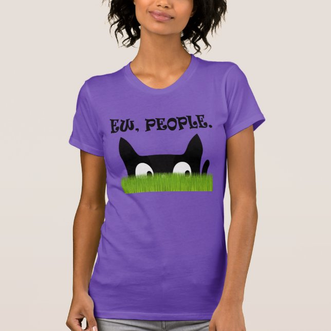 Ew People Funny Cat Green Grass Womens Shirt (Front)