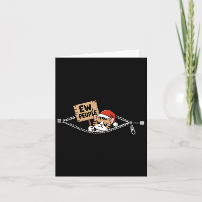 Ew People Funny Cute Christmas Cat For Kitty Enthu Card (Front)