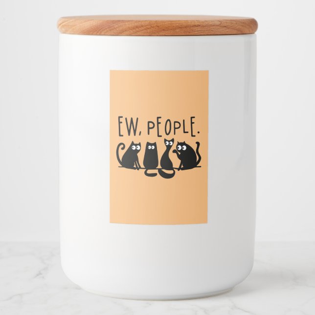 Ew People Funny Meowy Black Cats Food Label (Front)