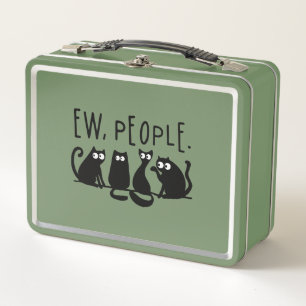 Ew People Funny Meowy Black Cats Metal Lunch Box
