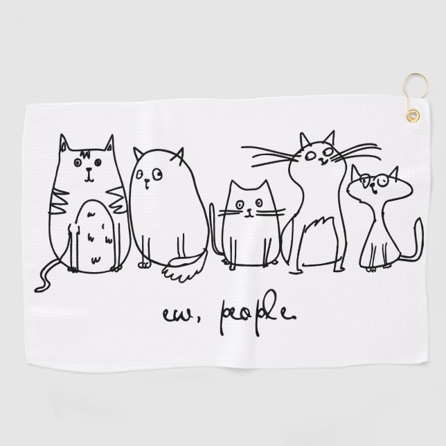 Ew, People Funny Meowy Cat Lovers Golf Towel (Horizontal)