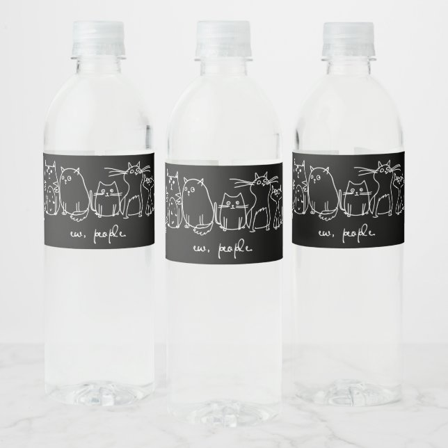 Ew, People Funny Meowy Cat Lovers Water Bottle Label (Bottles)