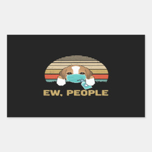 Ew People Funny Vintage Retro Beagle Mask Gift Rectangular Sticker