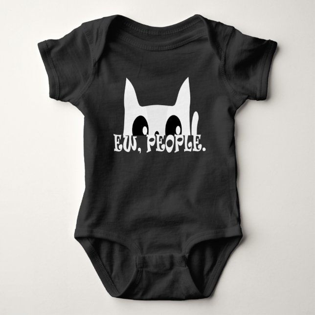 Ew People Funny White Cat Baby Bodysuit (Front)