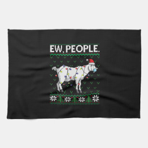 Ew People Goat Santa Ugly Christmas Gift Tea Towel