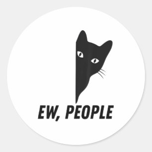 Ew People Retro Cat Funny Introvert Vintage Cat Lo Classic Round Sticker