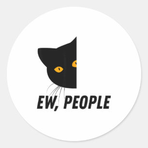 Ew People Retro Cat Funny Introvert Vintage Cat Lo Classic Round Sticker