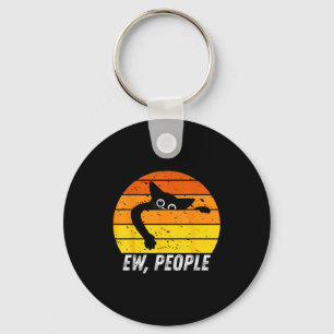 Ew People Retro Cat Funny Introvert Vintage Cat Lo Key Ring