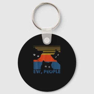 Ew People Retro Cat Funny Vintage Introvert Key Ring