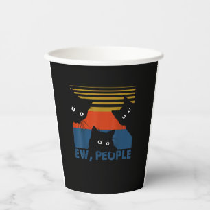 Ew People Retro Cat Funny Vintage Introvert Paper Cups