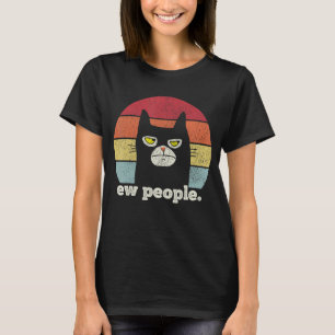 Ew People Retro Funny Black Cat T-Shirt