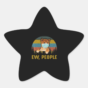 Ew People Vintage Retro Akita Inu Dog Gift Star Sticker