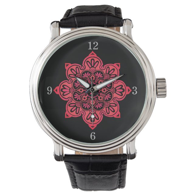 eWatch Watch with Red medallion on black face (Front)